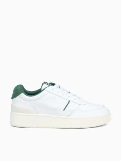 Fashion Lacoste aceclip green leather suede White
