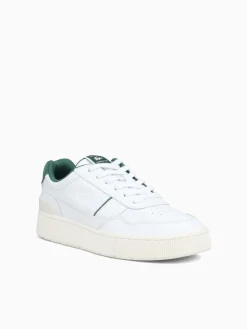 Fashion Lacoste aceclip green leather suede White