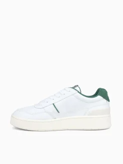 Fashion Lacoste aceclip green leather suede White