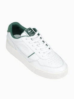 Fashion Lacoste aceclip green leather suede White