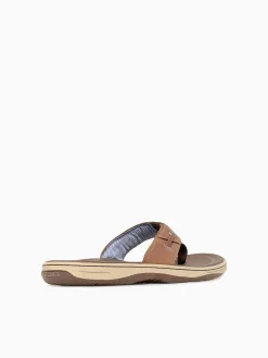 Outlet Sperry baitfish thong leather Tan