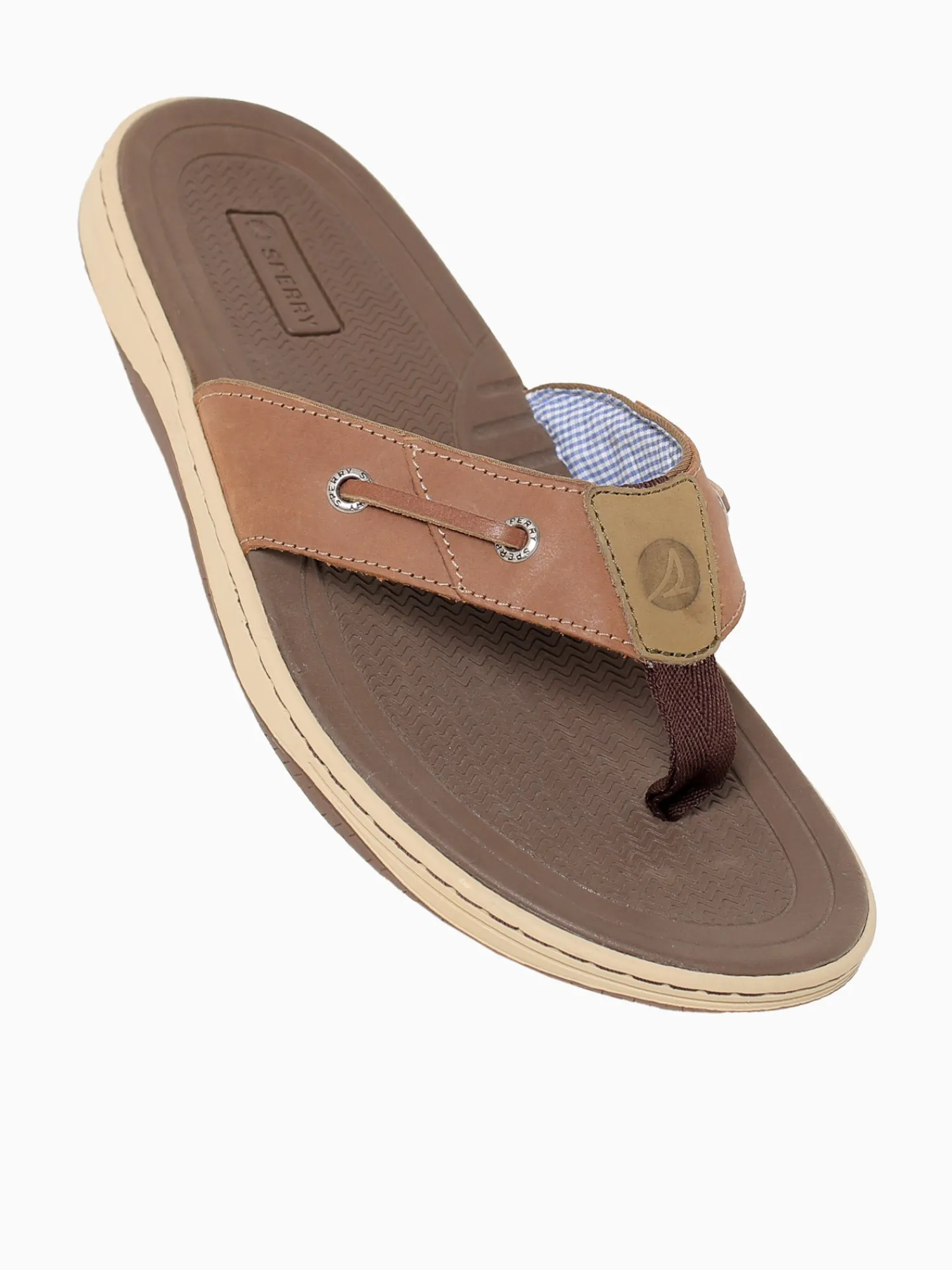 Outlet Sperry baitfish thong leather Tan