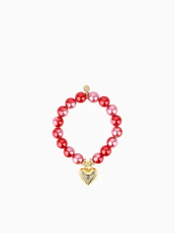 New BuDhaGirl coeur beaded bracelet rouge Red