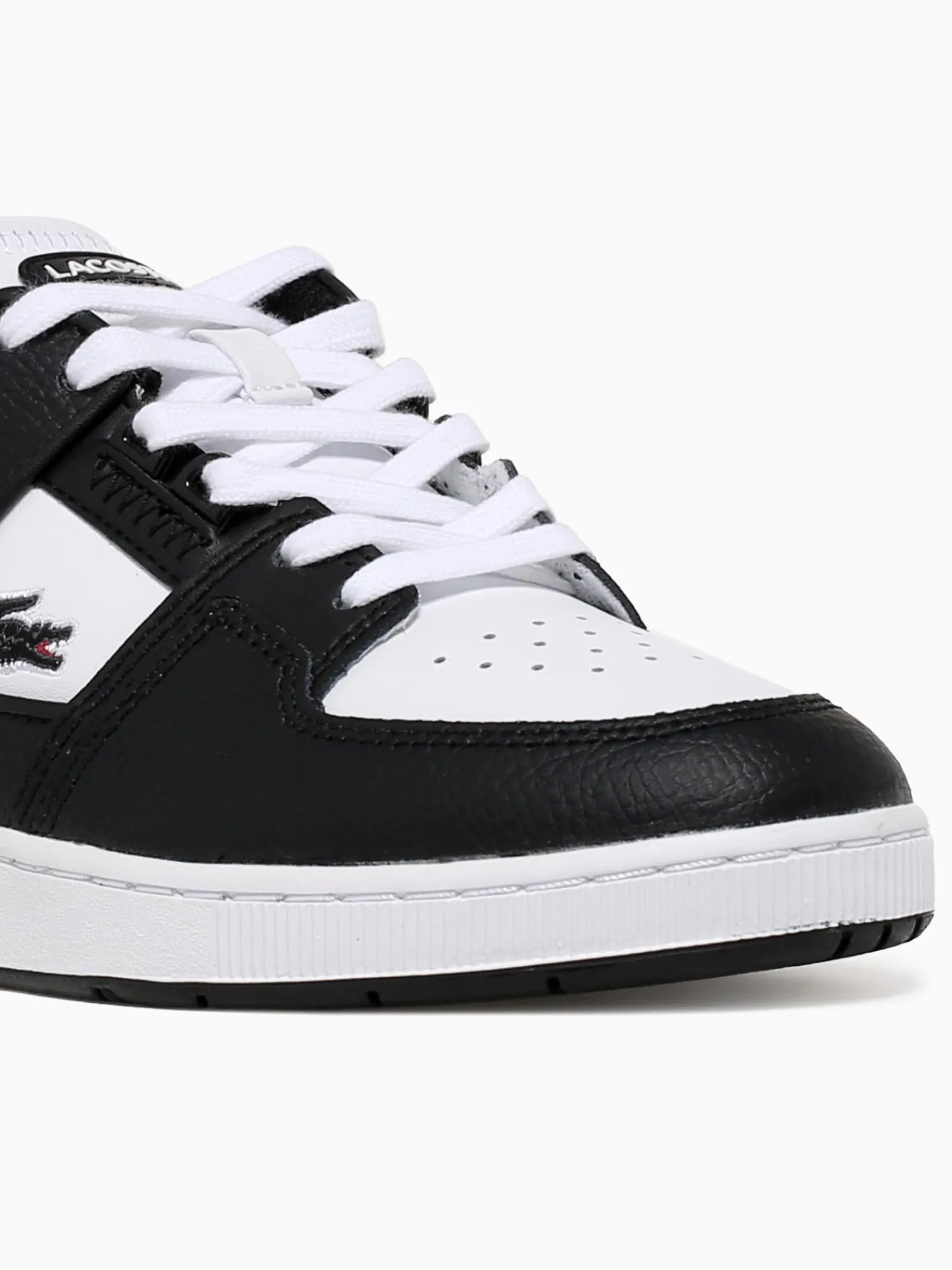 New Lacoste court cage blk wht leather Black