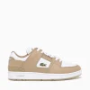 Hot Lacoste court cage lt brw wht leather Brown