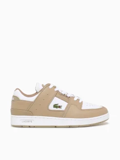Hot Lacoste court cage lt brw wht leather Brown