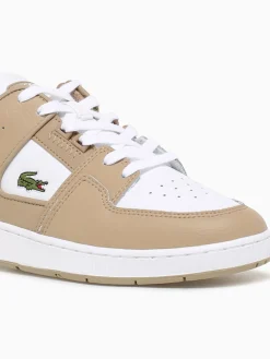 Hot Lacoste court cage lt brw wht leather Brown