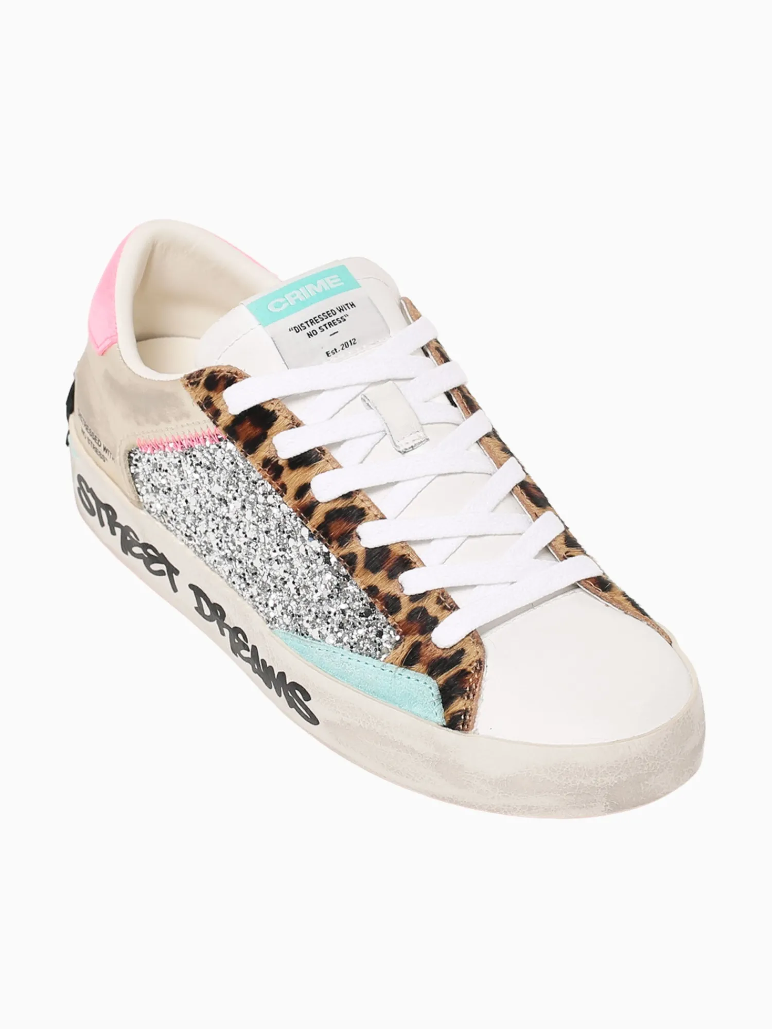 Online CRIME LONDON distressed 20004pp7 68 wht leopard lea Multi