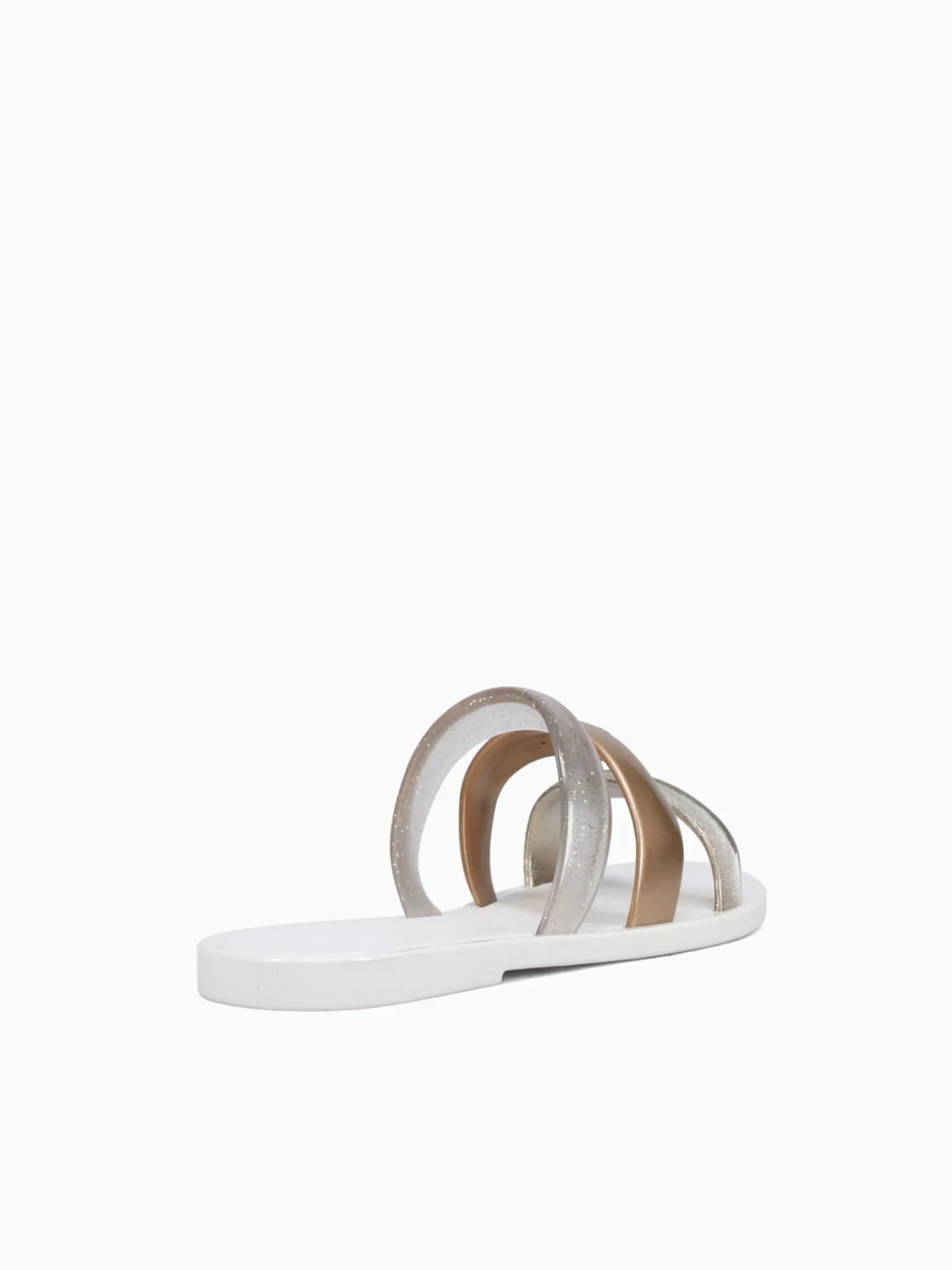 Discount Melissa eclipse slide bronze gold jelly White