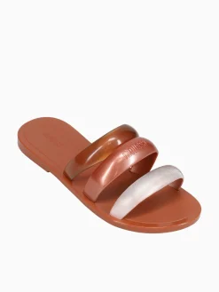 New Melissa eclipse slide gold jelly Brown