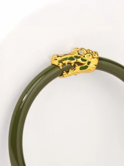Online BuDhaGirl fauna crocodile all weather bangle (awb) - jade Dark Green