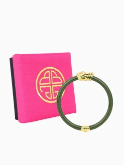 Online BuDhaGirl fauna crocodile all weather bangle (awb) - jade Dark Green
