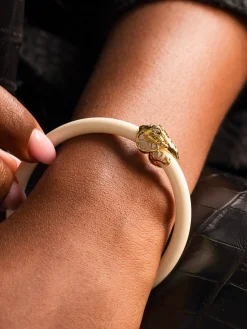 Fashion BuDhaGirl fauna elephant all weather bangle (awb) - ivory Off White