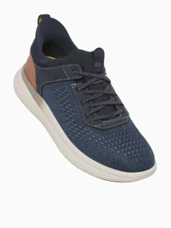 New Florsheim fleet knit elastic cognac knit nub Navy
