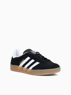 Clearance adidas gazelle indoor white suede Black