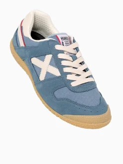Hot MUNICH goal azul suede mesh Blue