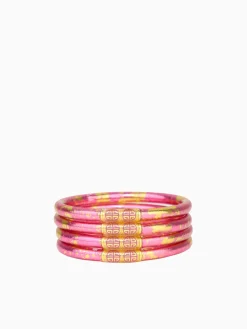 Fashion BuDhaGirl koi rose all weather bangles (awb) - set of 4 Pink