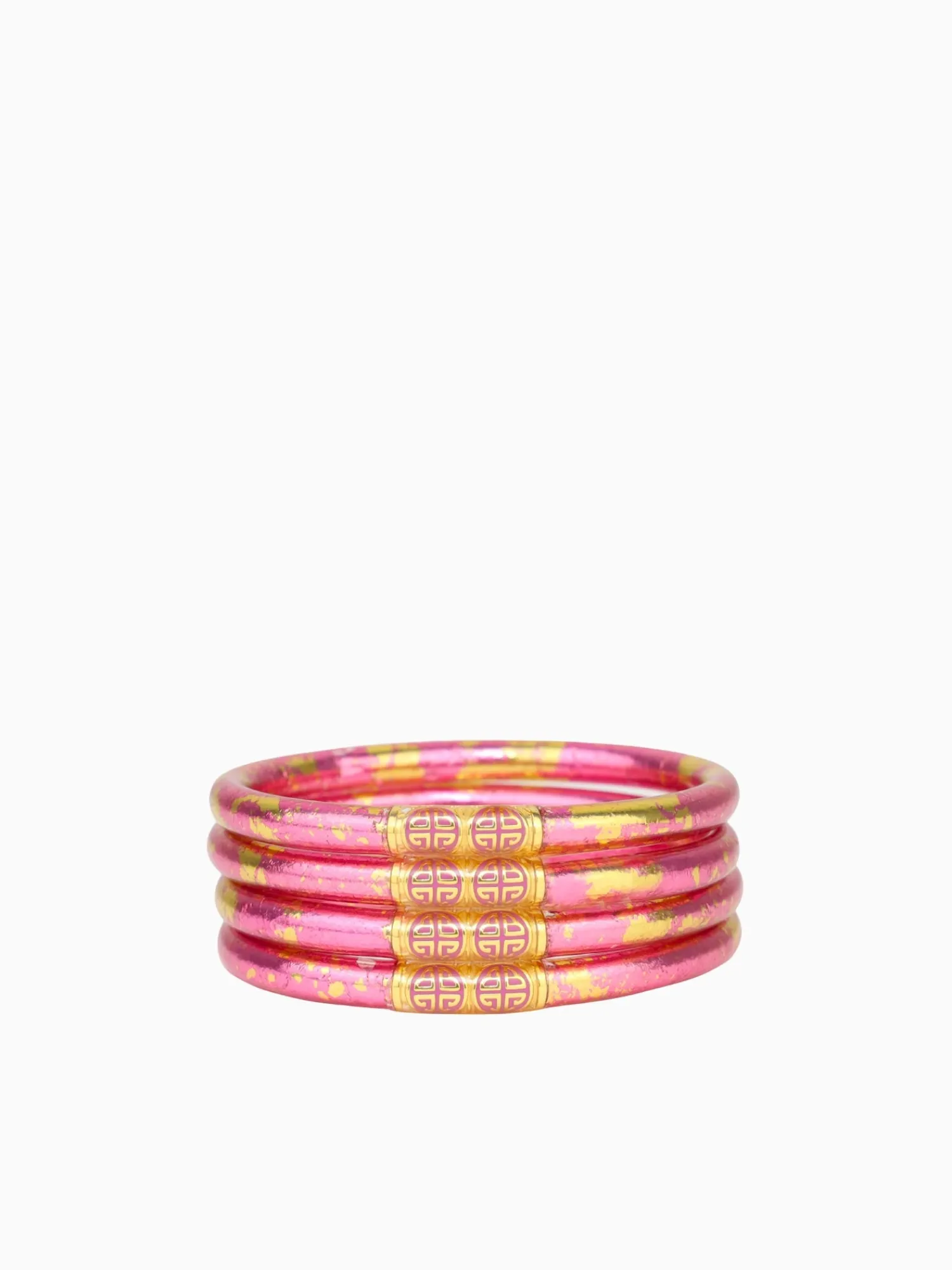 Fashion BuDhaGirl koi rose all weather bangles (awb) - set of 4 Pink
