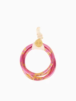 Fashion BuDhaGirl koi rose all weather bangles (awb) - set of 4 Pink