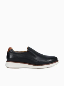 Discount Florsheim launch moc toe slip on blk cognac leathe Black