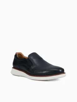 Discount Florsheim launch moc toe slip on blk cognac leathe Black
