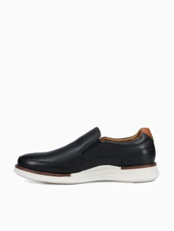 Discount Florsheim launch moc toe slip on blk cognac leathe Black