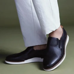 Discount Florsheim launch moc toe slip on blk cognac leathe Black