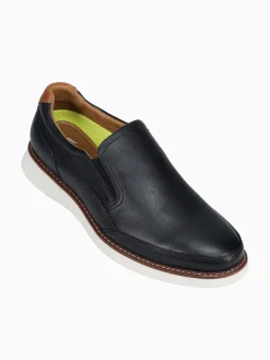 Discount Florsheim launch moc toe slip on blk cognac leathe Black
