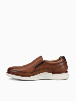 Discount Florsheim launch moc toe slip on nvy leathe Cognac