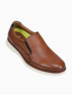Discount Florsheim launch moc toe slip on nvy leathe Cognac