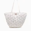 New Sam Edelman layla floral fan tote eggshell Off White