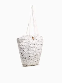 New Sam Edelman layla floral fan tote eggshell Off White