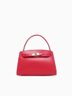 Fashion La Favorita ludovica top handle rosso leather Red