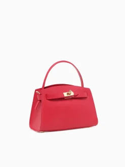 Fashion La Favorita ludovica top handle rosso leather Red
