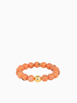 Sale BuDhaGirl marble beaded bracelet - peach Orange