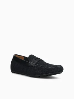 Fashion Florsheim motor knit moc toe peny blk blk knit smo Black