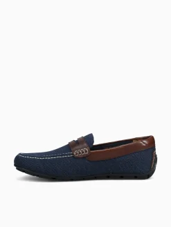 Fashion Florsheim motor knit moc toe peny brown knit Navy