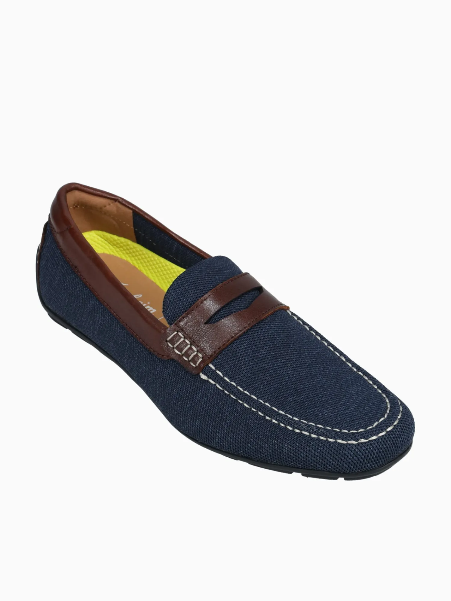 Fashion Florsheim motor knit moc toe peny brown knit Navy