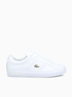 Fashion Lacoste powercourt 2.0 gold leather White
