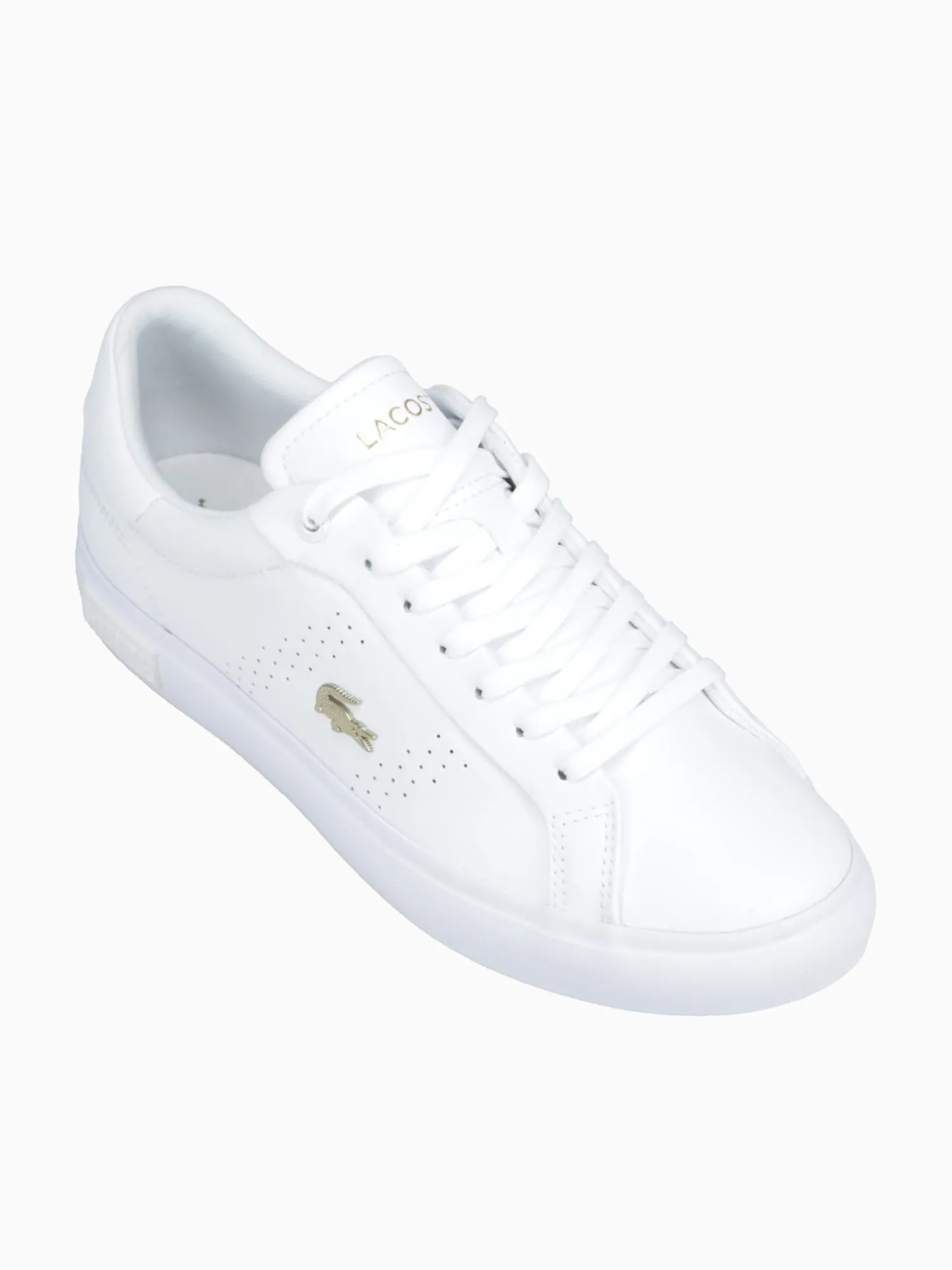 Fashion Lacoste powercourt 2.0 gold leather White