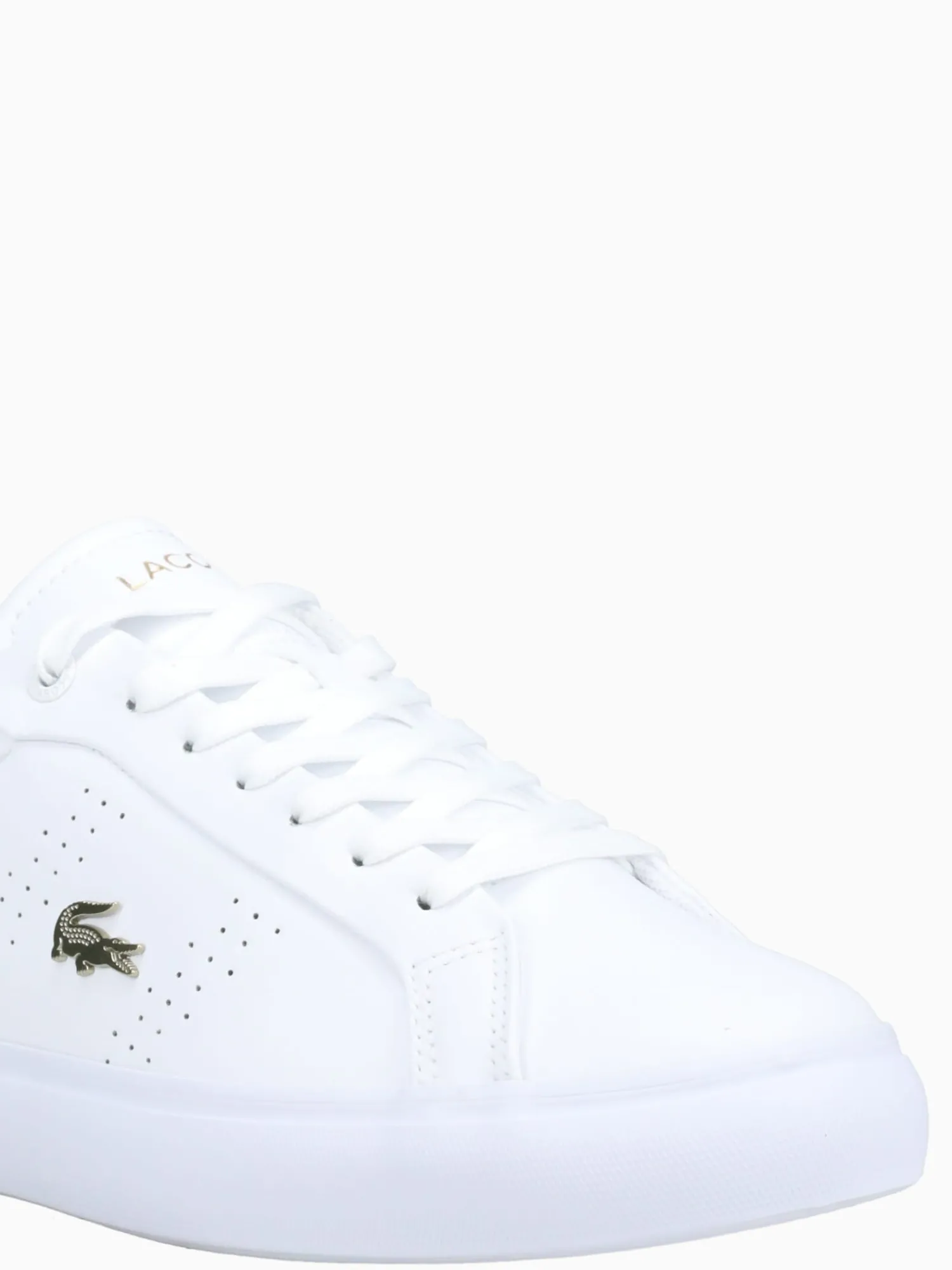 Fashion Lacoste powercourt 2.0 gold leather White