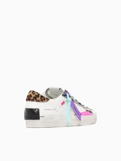 New CRIME LONDON sk8 deluxe 20105pp7 10 wht zebra lea White