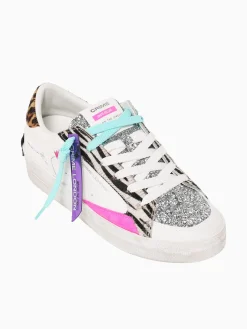 New CRIME LONDON sk8 deluxe 20105pp7 10 wht zebra lea White