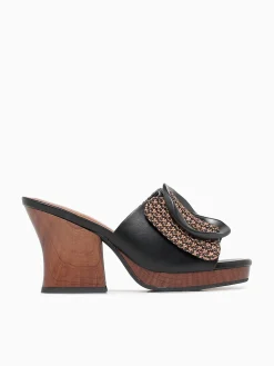 Fashion Noa Harmon terra negro cuero rafia Black
