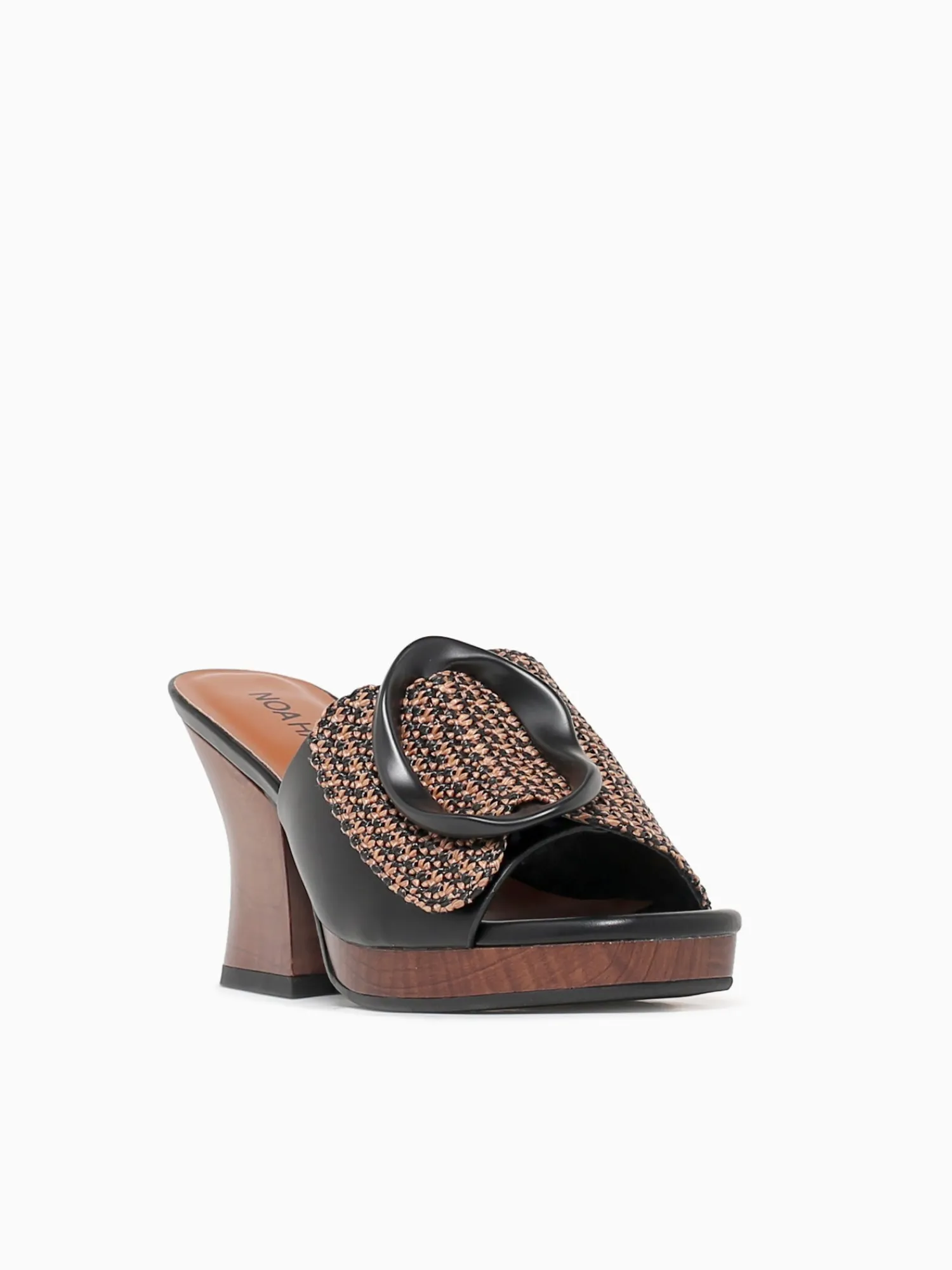 Fashion Noa Harmon terra negro cuero rafia Black
