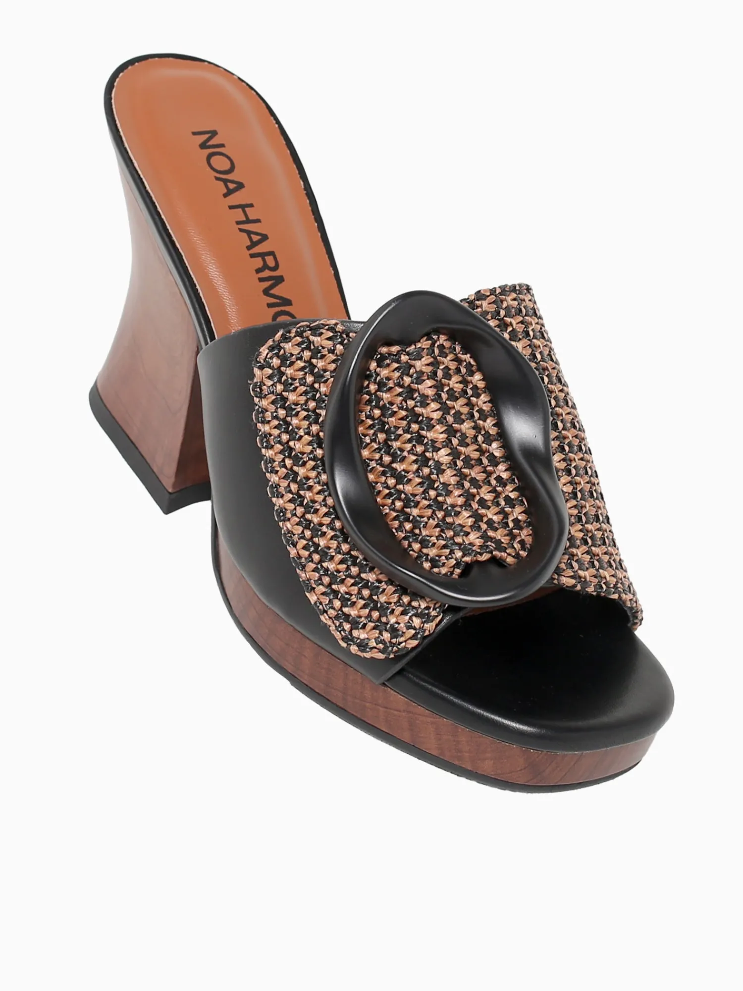 Fashion Noa Harmon terra negro cuero rafia Black