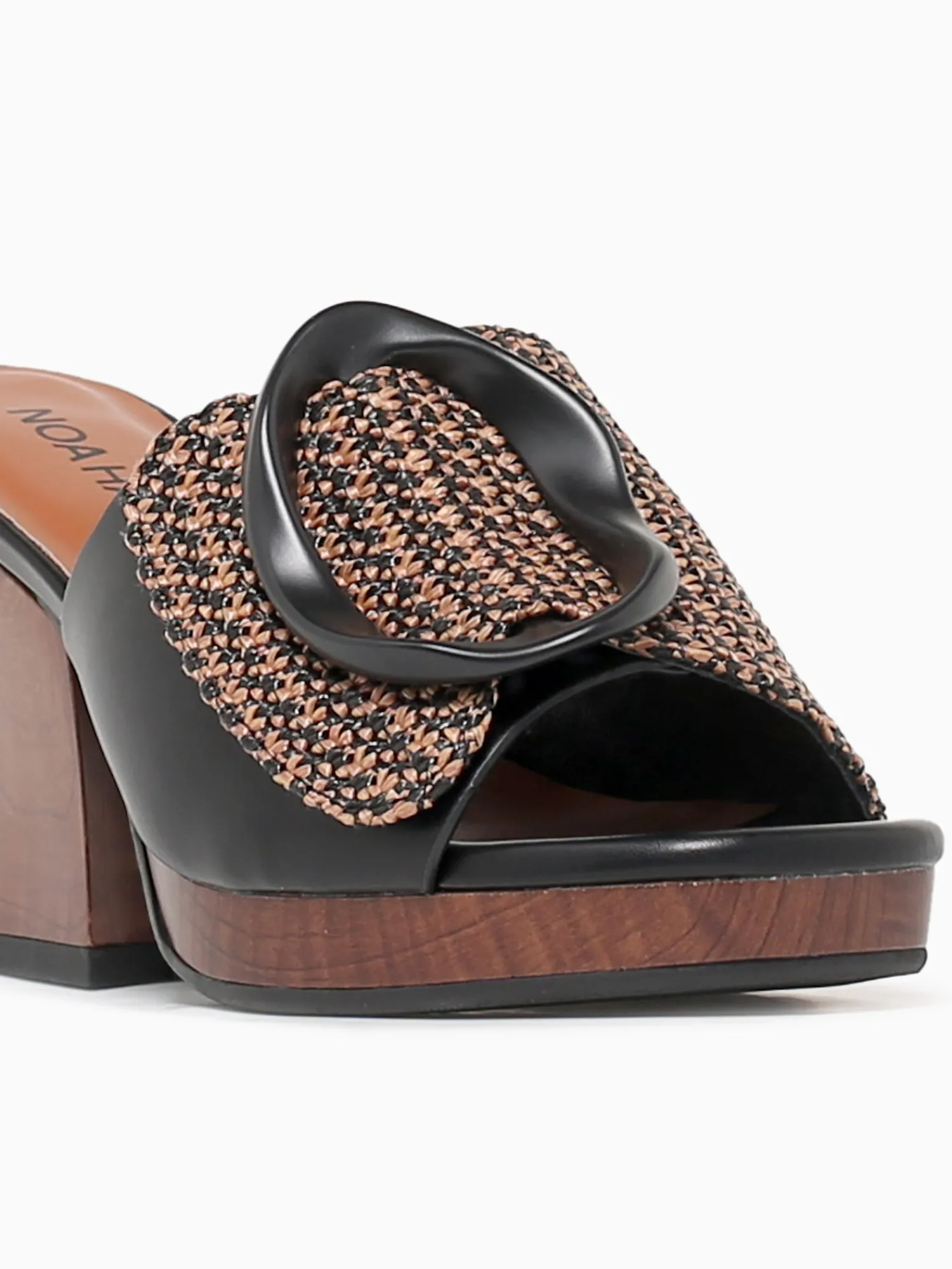 Fashion Noa Harmon terra negro cuero rafia Black