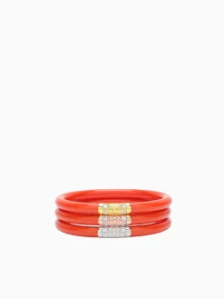 Hot BuDhaGirl three kings all weather bangles (awb) - coral Orange