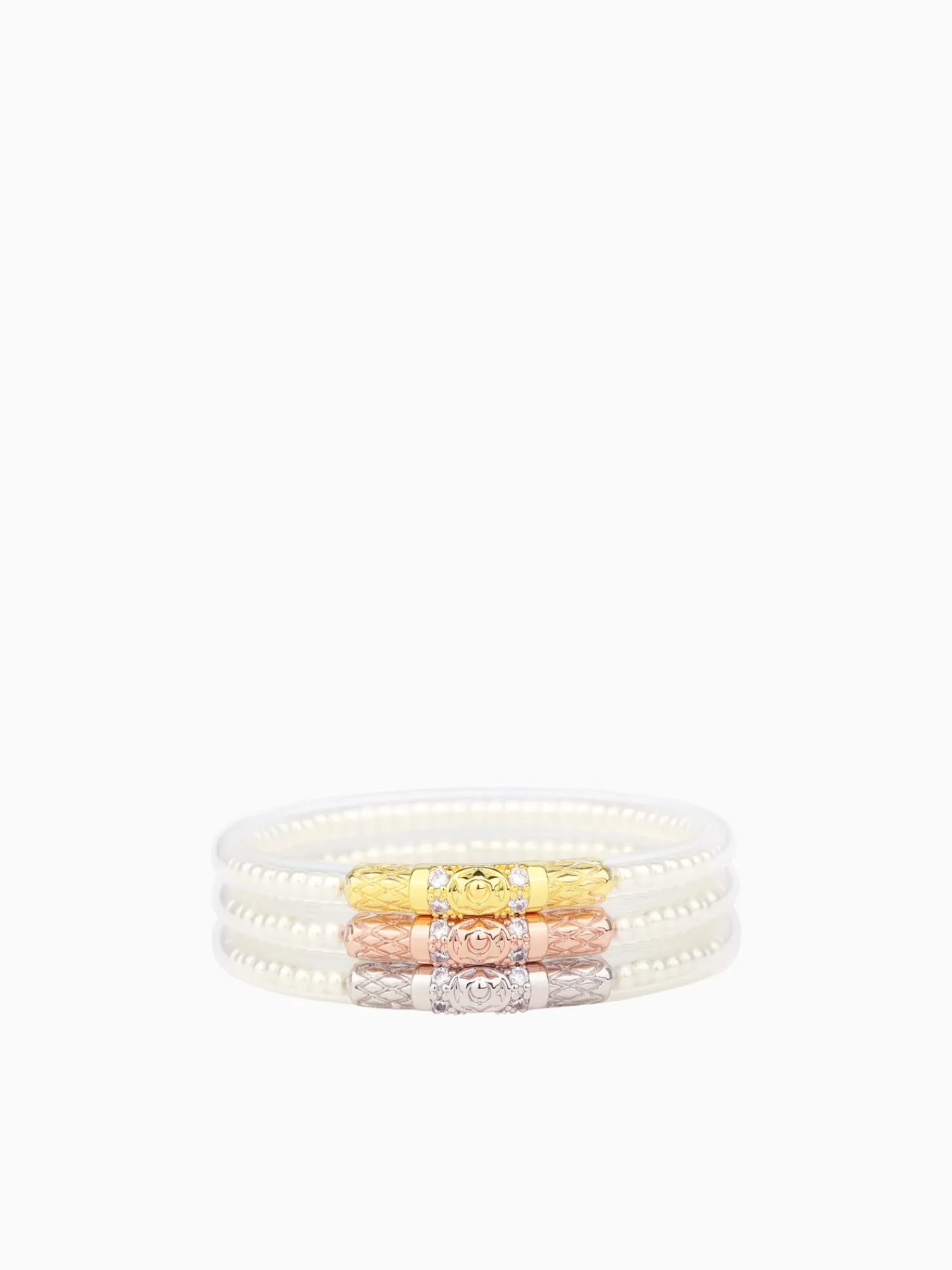Sale BuDhaGirl three queens all weather bangles (awb) - s White Pearl