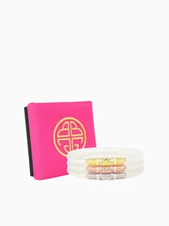 Sale BuDhaGirl three queens all weather bangles (awb) - s White Pearl